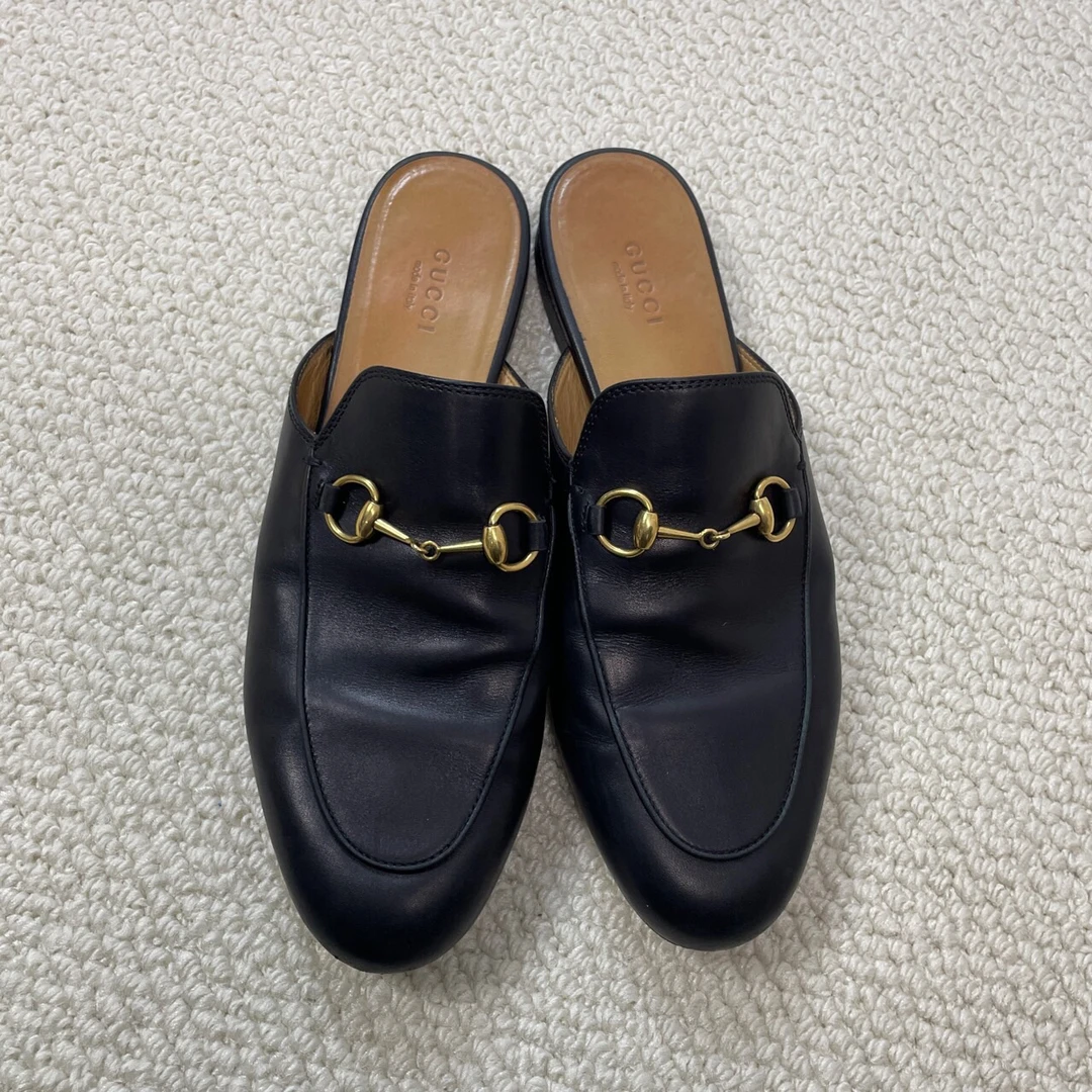 99新 GUCCI/古驰 Gucci 专柜价7900 黑色 半拖鞋 98新 38码 A6471