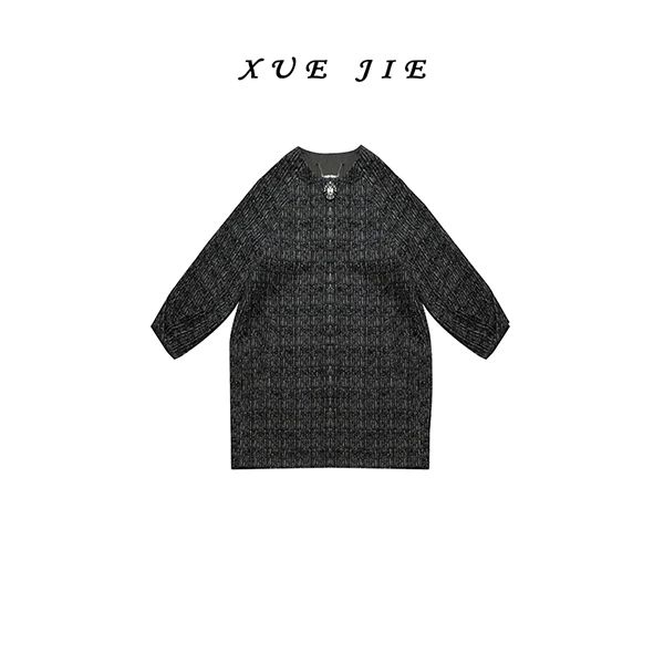 逸焰【雪姐悦己华裳】-设计师款羊毛小众百搭长款长袖外套-90690