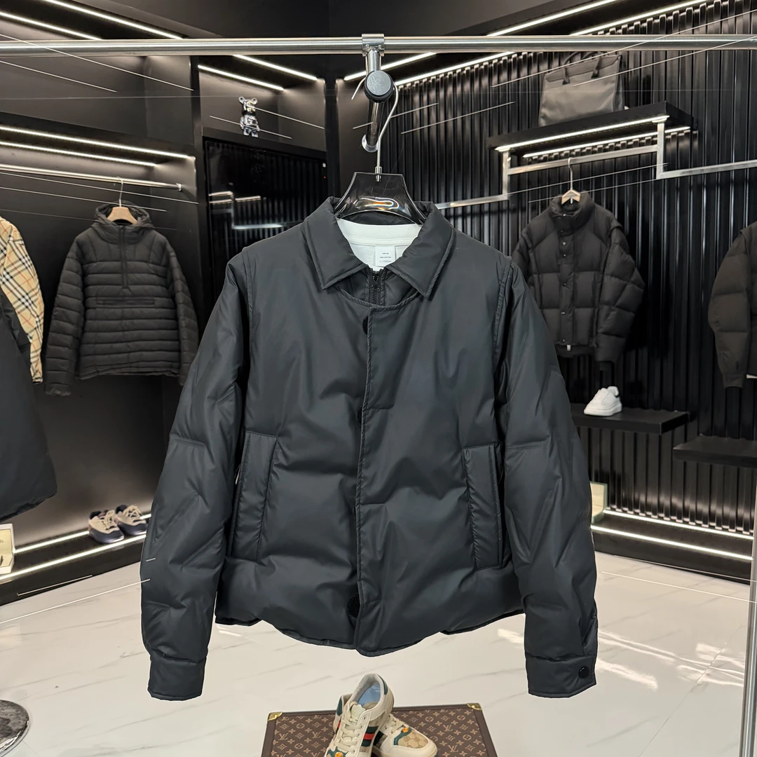 2025冬款假两件羽绒服外套加厚保暖男女同款白鸭绒上衣休闲（77）