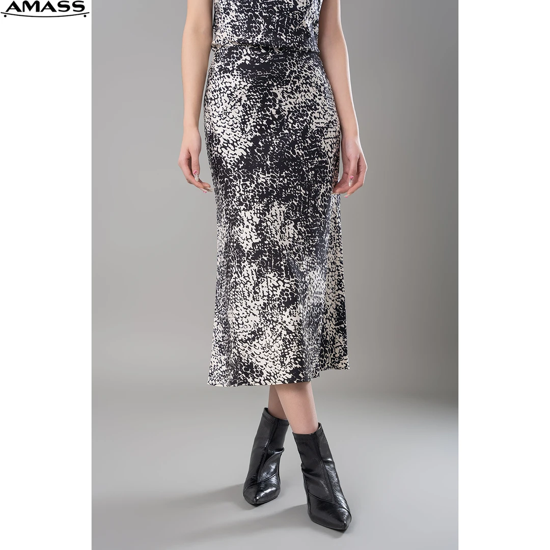 AMASS/阿玛施早春新款复古气质中长款桑蚕丝鱼尾半身裙女 5200260