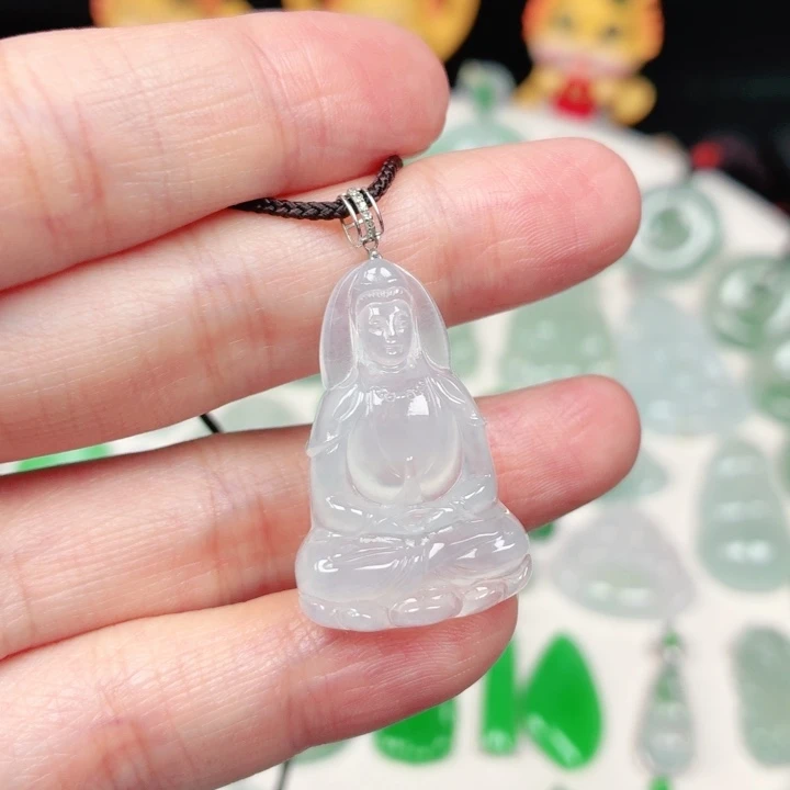 颈饰18K金镶嵌翡翠缅甸天然A货翡翠