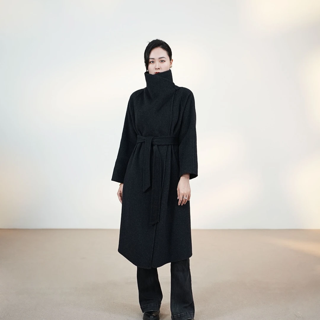 9119219311气质休闲百搭秋冬女士长款宽松大衣