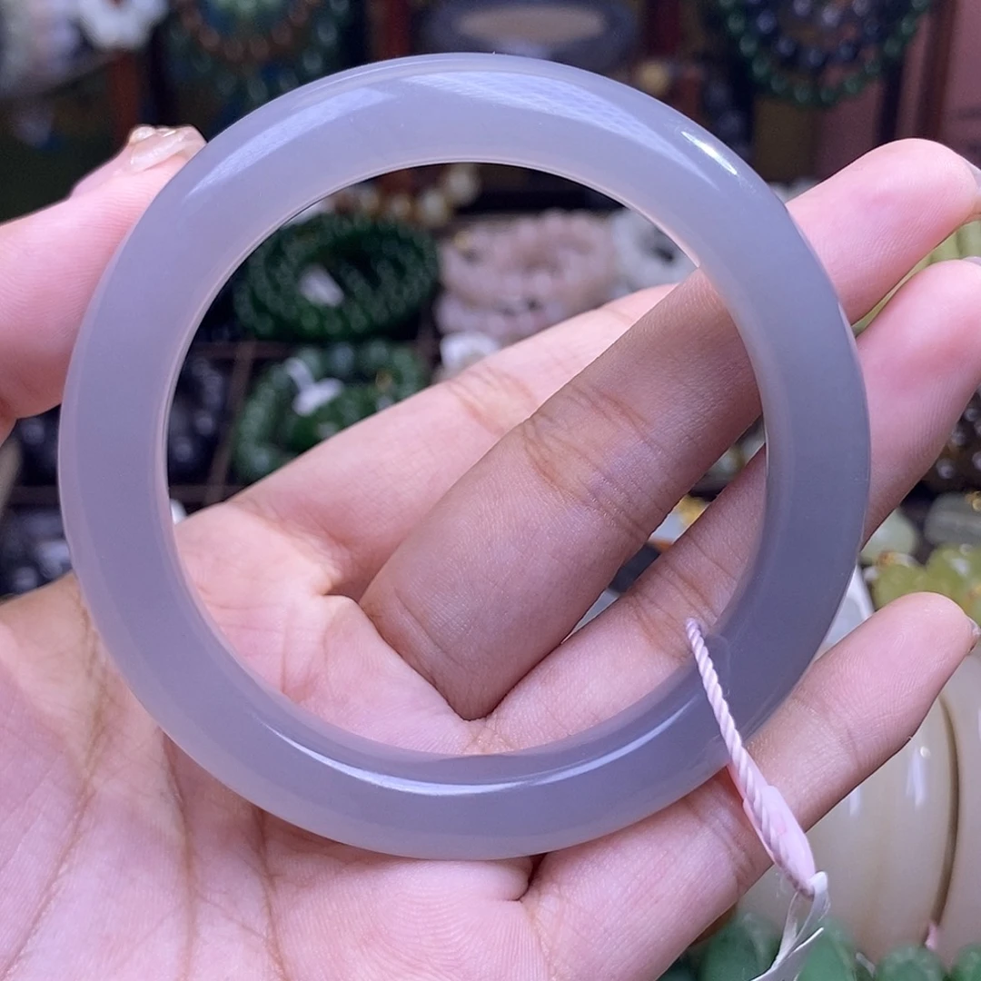 和田玉未镶嵌颈饰浓烟紫半山水冰底57.3老矿料手镯