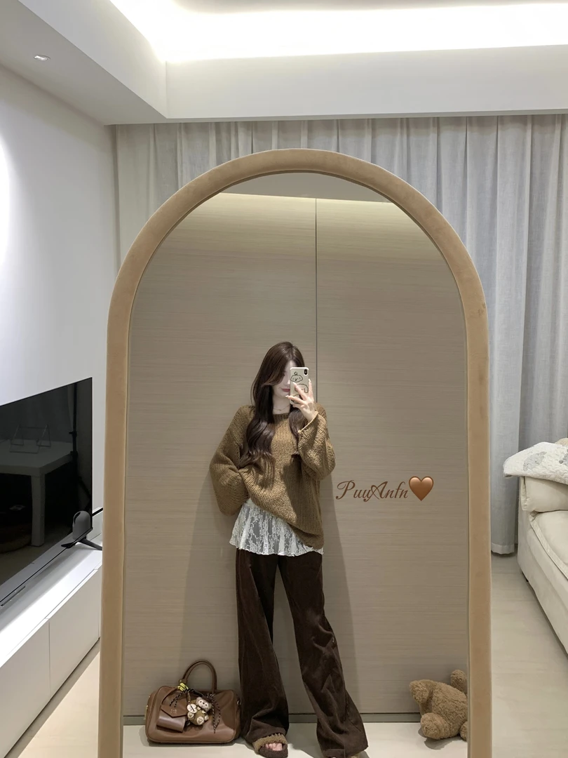 PuuAnfn【小棕裤】休闲裤~韩系纯色ins设计感长裤~省心穿搭