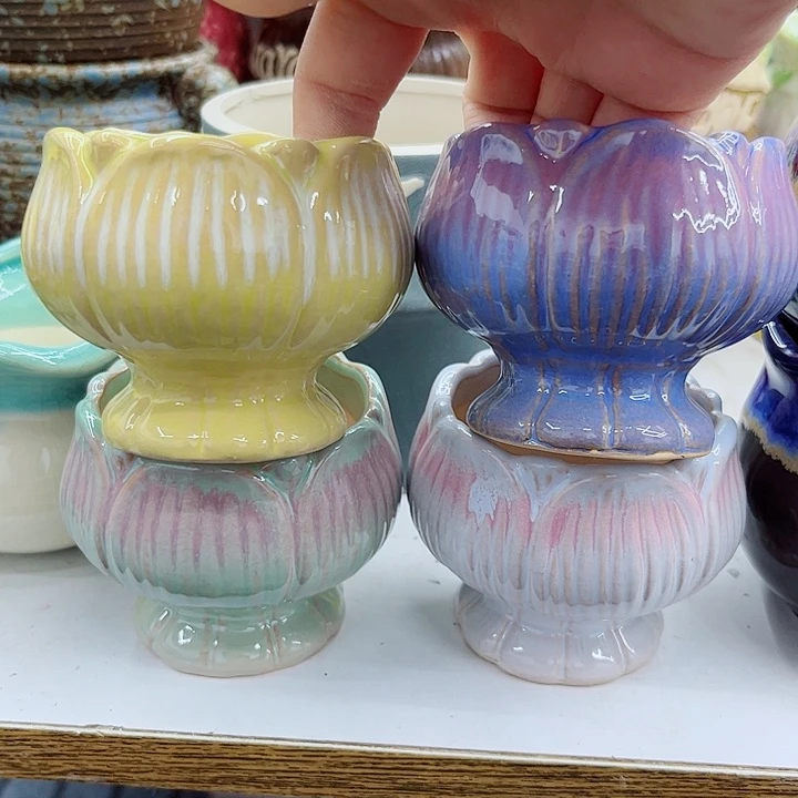 多肉绿植陶瓷花盆9.9包邮，有孔