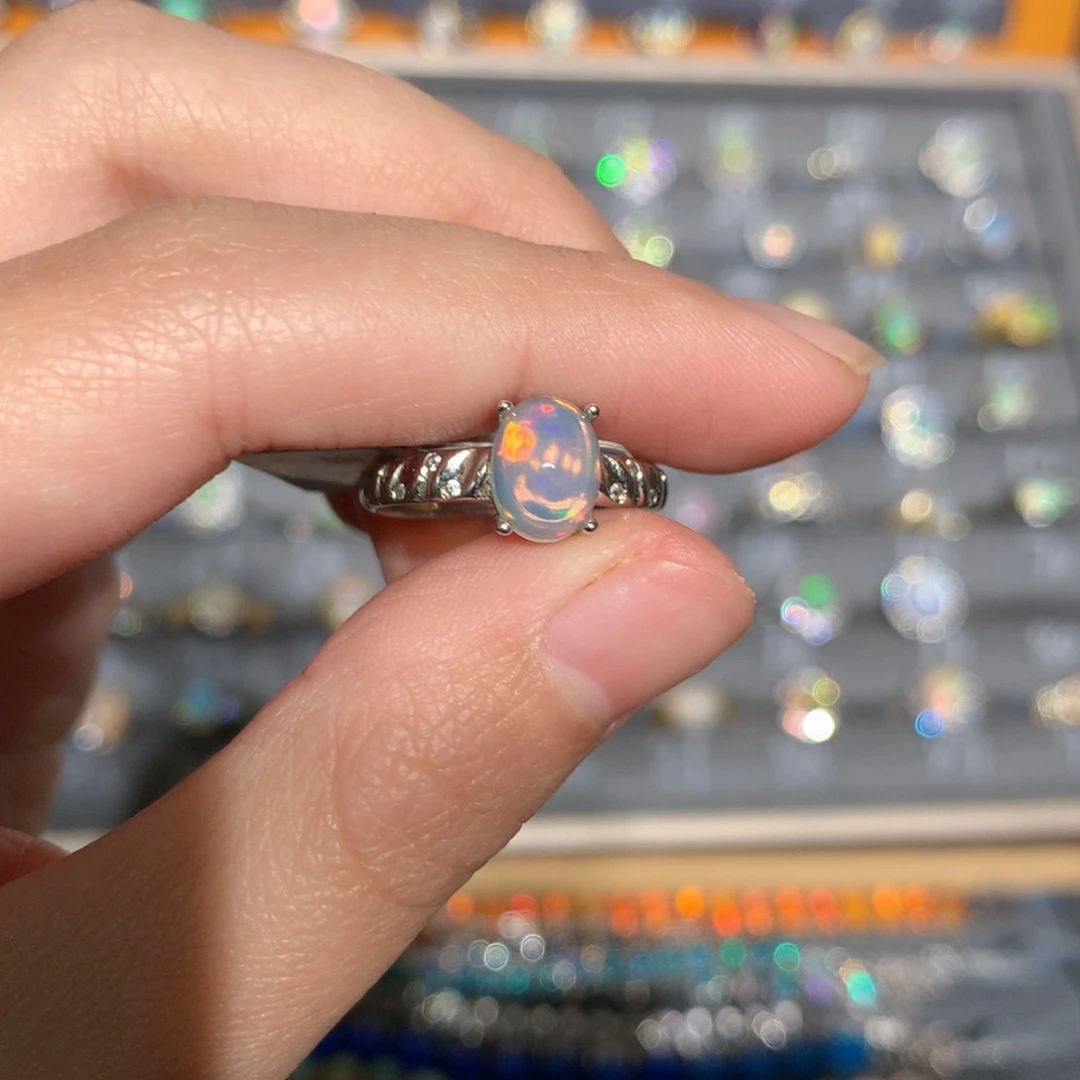 银S925镶嵌欧泊欧泊戒指y