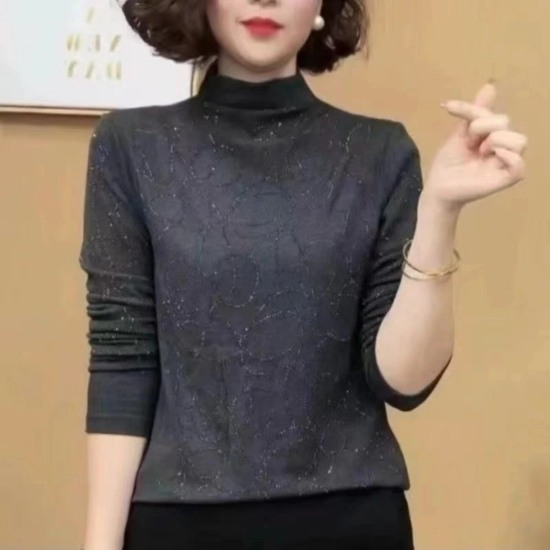 Y979短袖洋气上衣德春秋搭修身内搭女圆领百长袖螺纹绒