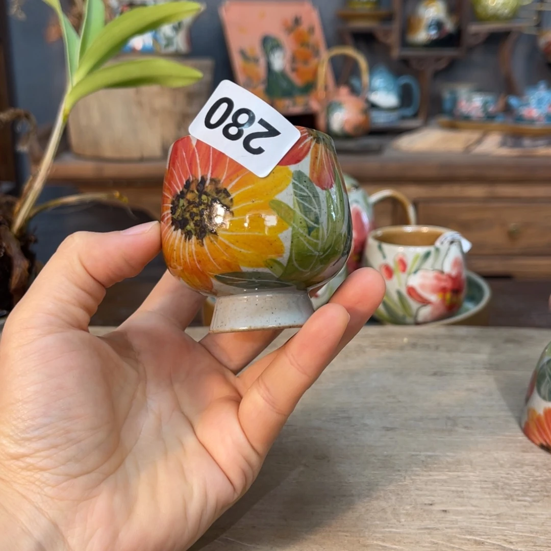 壶素浅陶瓷手工手绘