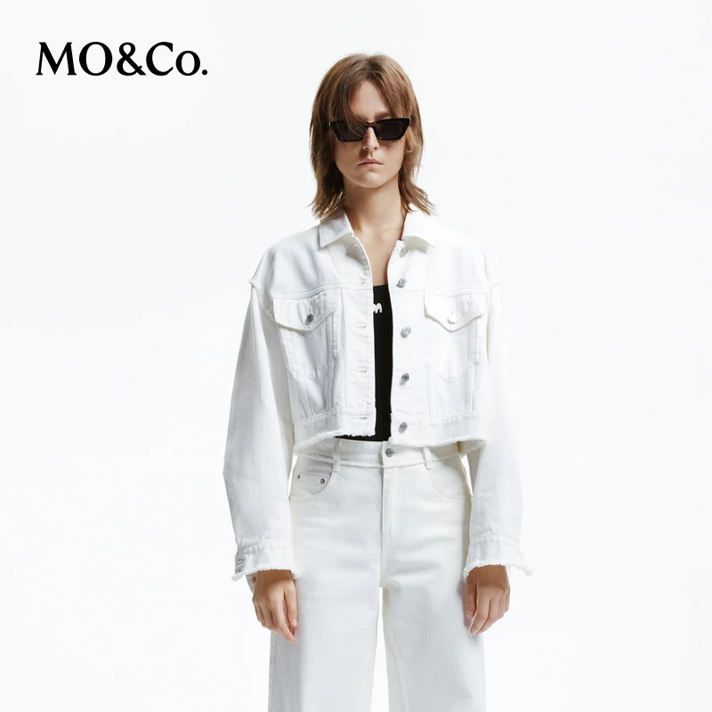 【贤哥专享】MOCO春须边流苏短款微廓形牛仔夹克外套MBD1JKTT05