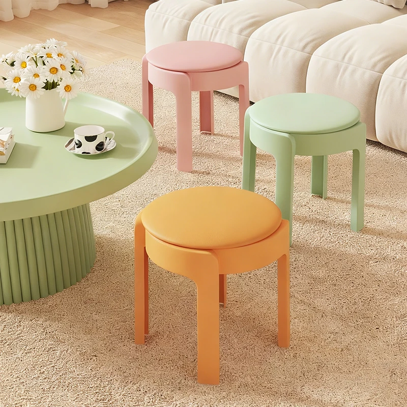 塑料软包小凳子家用儿童结实耐用客厅久坐不累换鞋茶几矮凳可叠放