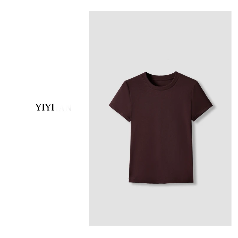 【小羽优选】夏季新款2025莱赛尔天丝面膜圆领领T恤时尚百搭上衣