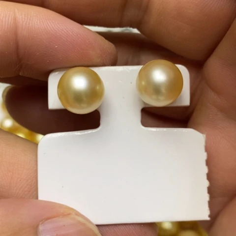 18K金镶嵌耳饰海水珍珠