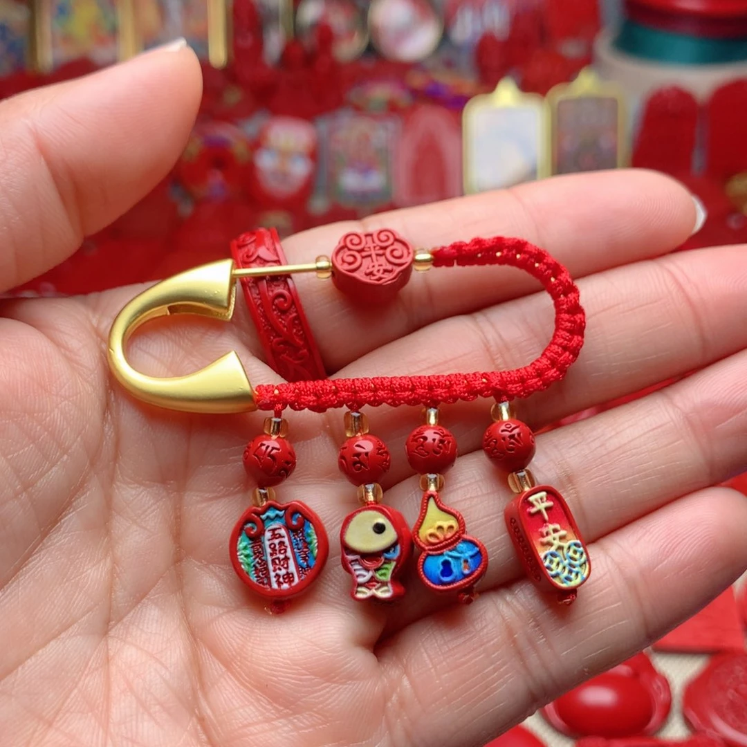 天然辰砂工艺品朱砂别针