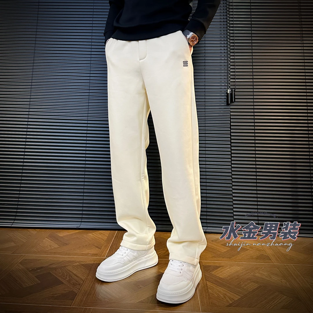 2025男装男士冬季高端轻奢简约潮流时尚保暖加绒直筒休闲裤 1006