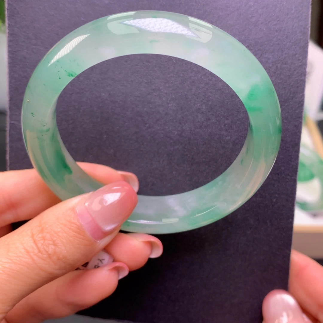 石英质玉（非洲翠）未镶嵌手镯59冰飘花