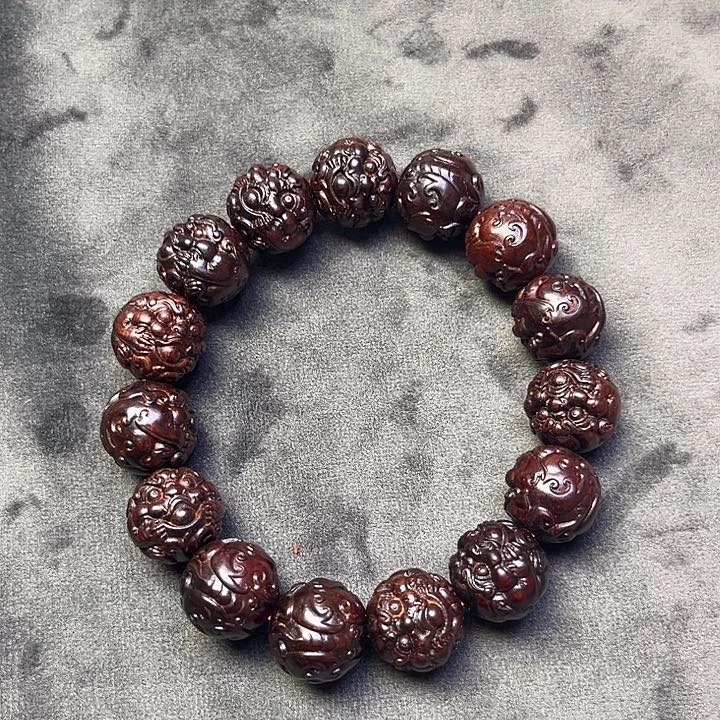 小叶紫檀手串/手链1.5精工貔貅手串