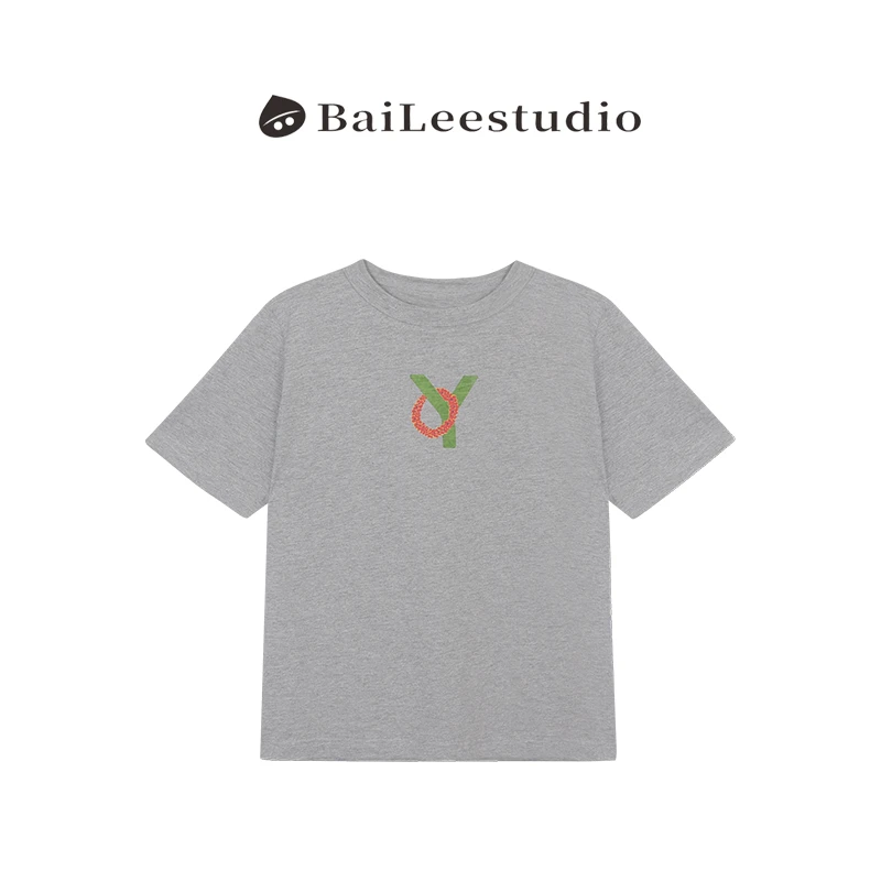 【柏栗良品】2025夏季新品~美式刺绣字母印花潮流T恤短袖女3051