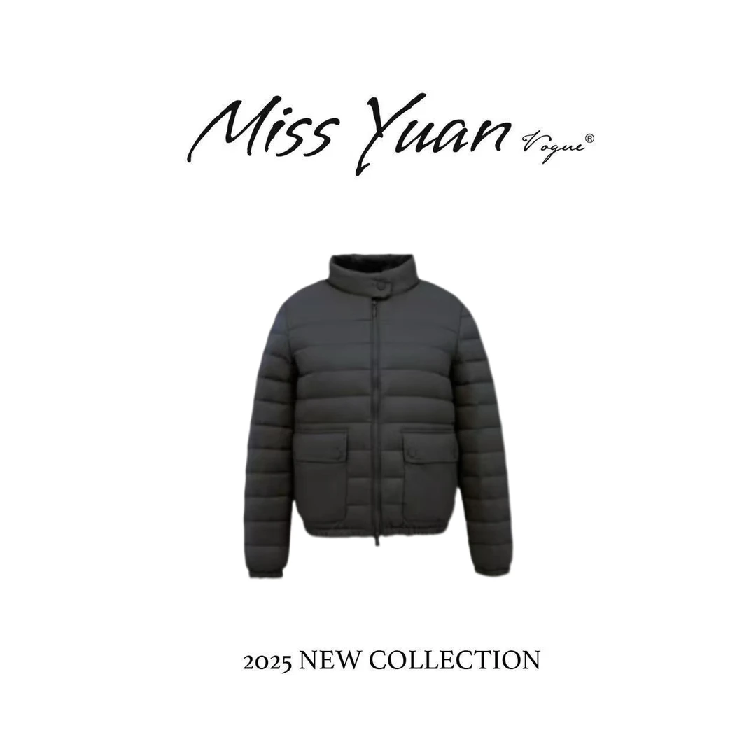 【欧洲站】新款2025轻薄保暖女立长袖鹅绒短款时尚休闲羽绒服外套