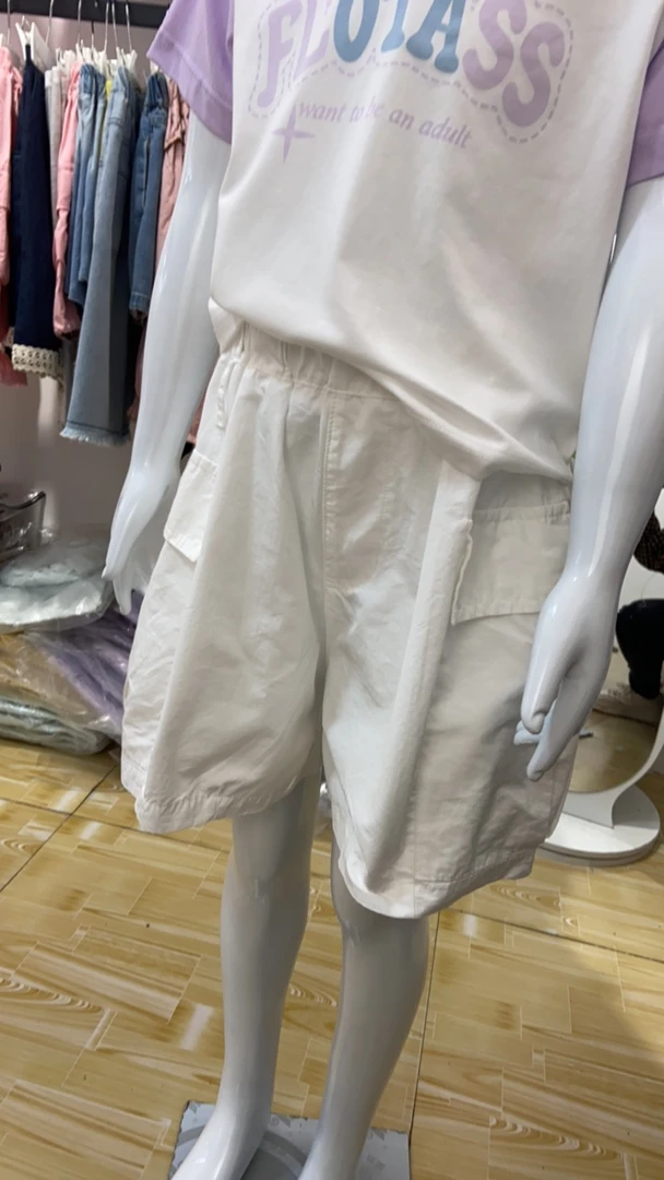 五分裤短裤夏季休闲风微弹力拼接成人高腰薄款INS风