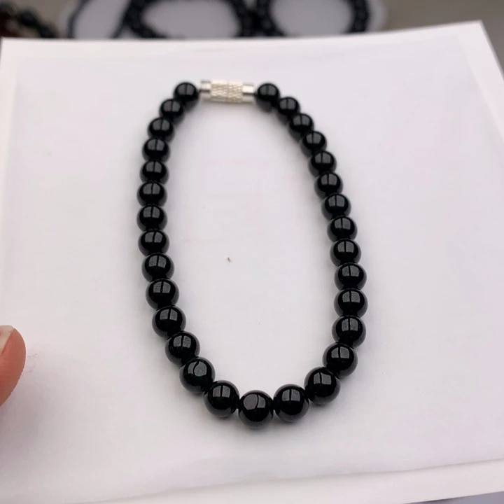 颈饰未镶嵌翡翠天然缅甸墨翠手串