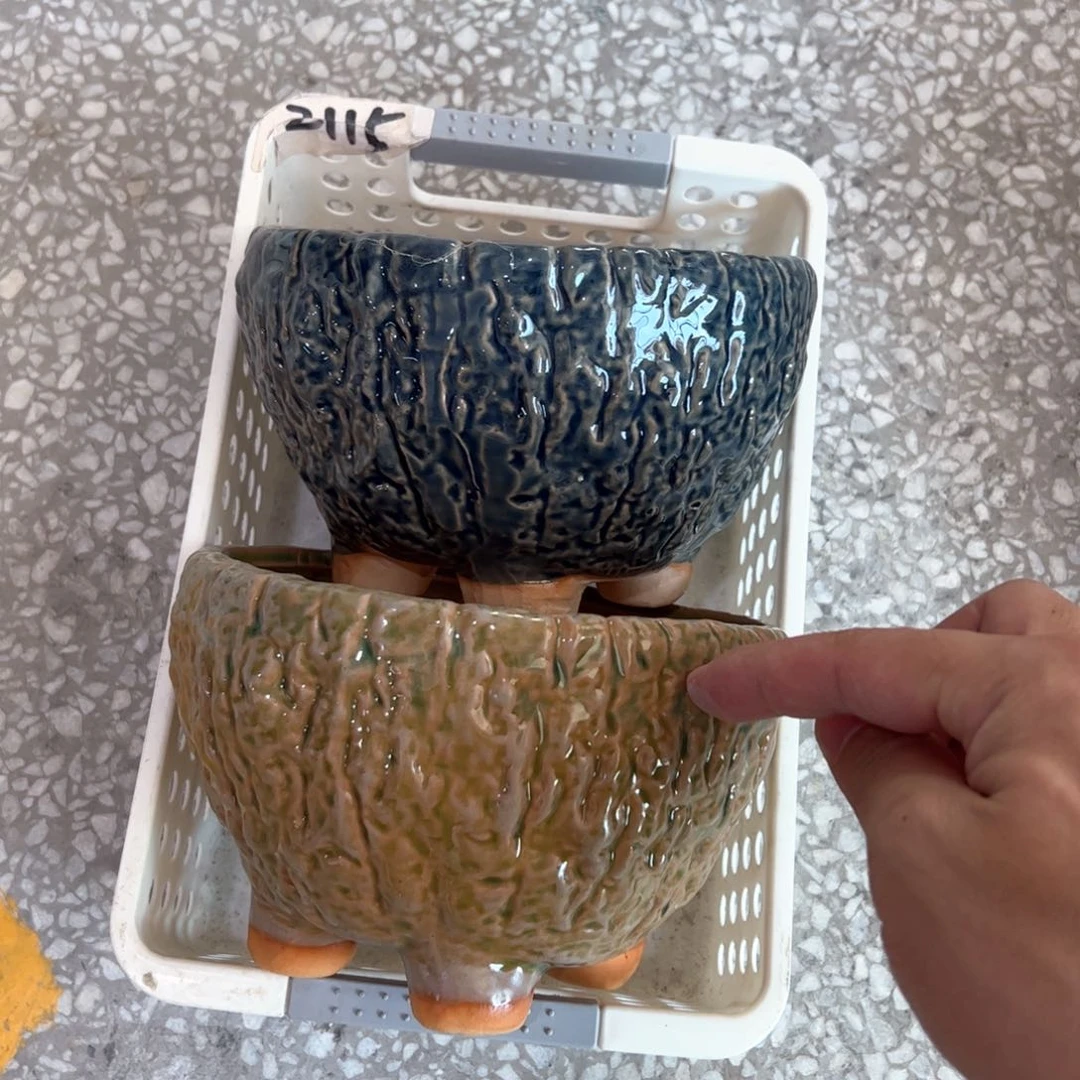 瑕疵  陶瓷多肉小花盆@@