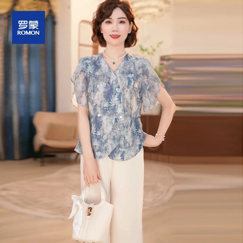 洋气中老年女装小衫开衫两件套中年妈妈国风夏装新中式上衣服套装