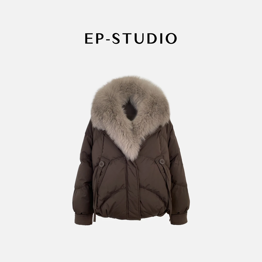 【馨松】90白鹅绒冬季新款高端狐狸毛领宽松羽绒服5101