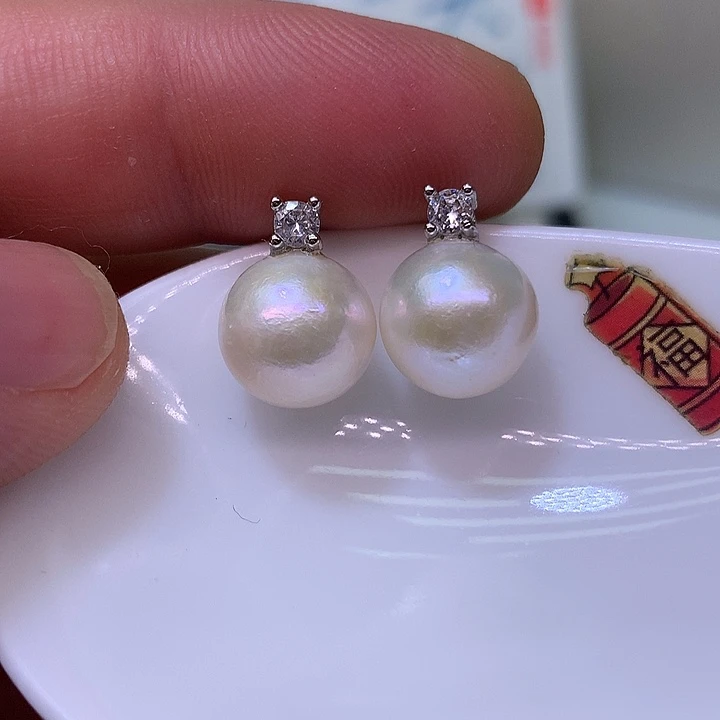 银S925镶嵌耳饰淡水珍珠