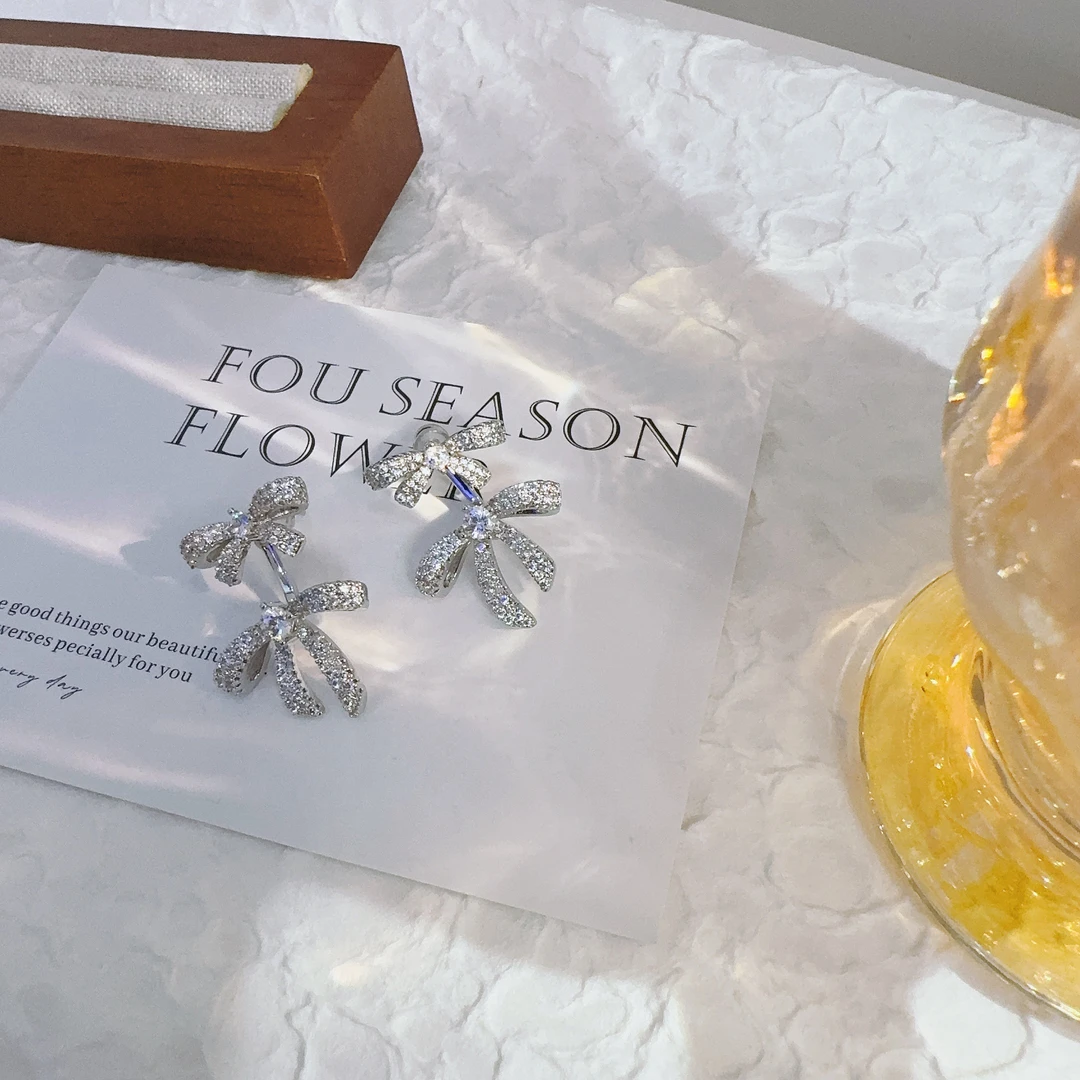 铜合金耳饰 4024 双层蝴蝶 时尚气质耳钉