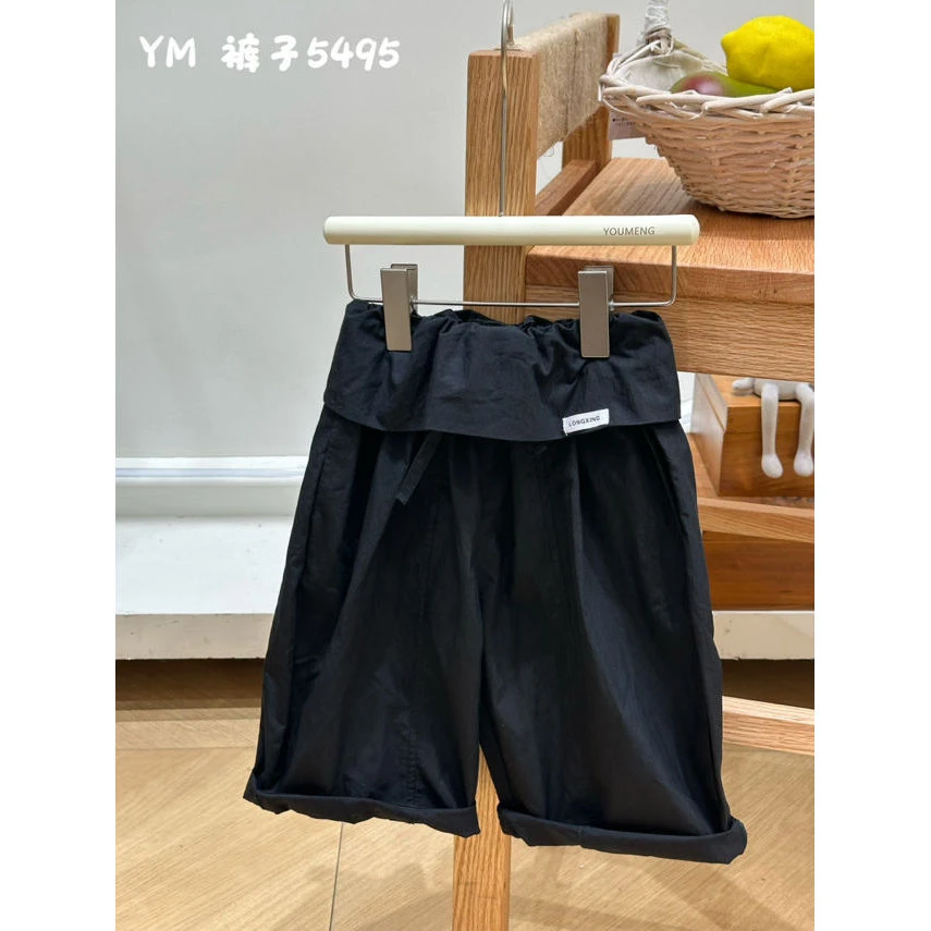 AC78~佑萌·25夏~翻边抽绳韩系直筒裤Y5495（黑色）