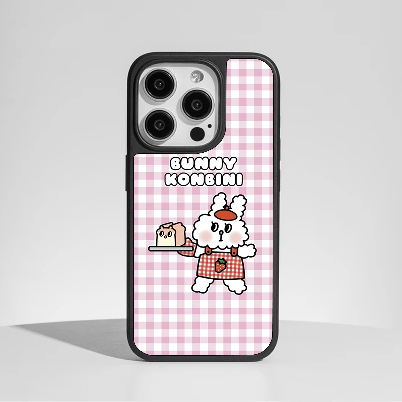 面包小兔磨砂玻璃适用于iphone15女款苹果16promax手机壳简约14