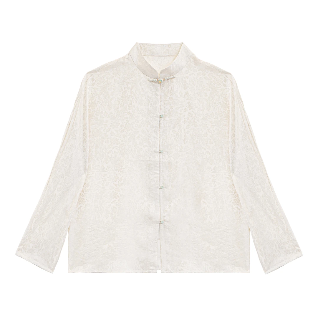 【今思】新中式桑蚕丝国风清冷感气质百搭金丝开衫衬衣女A512088