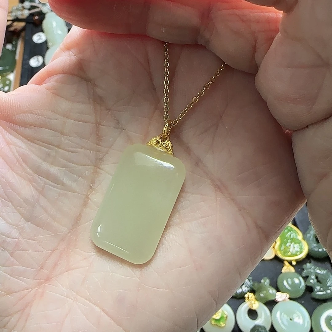 吊坠(不含链)银S925镶嵌和田玉