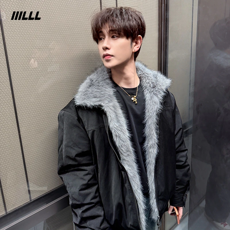 IIILLL童锦程美式座山雕棉衣外套男款冬装仿狐狸毛领设计结构棉服