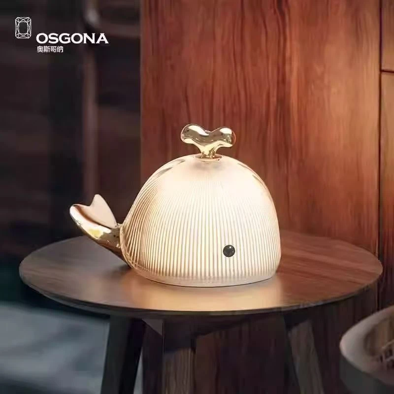 轻奢充电式主卧氛围灯小众卡通鲸鱼小夜灯精品礼物客厅可爱小摆件