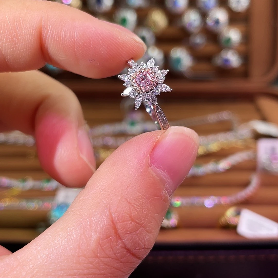 戒指/指环18K金镶嵌钻石0.138ct