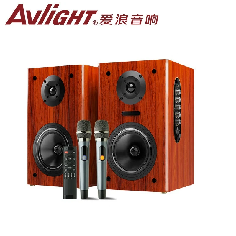 avlight爱浪S320电视K歌蓝牙音响音箱客厅家用卡拉ok木质书架音响