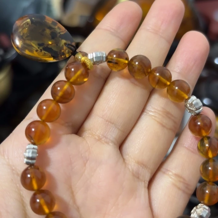 琥珀未镶嵌裸石手串