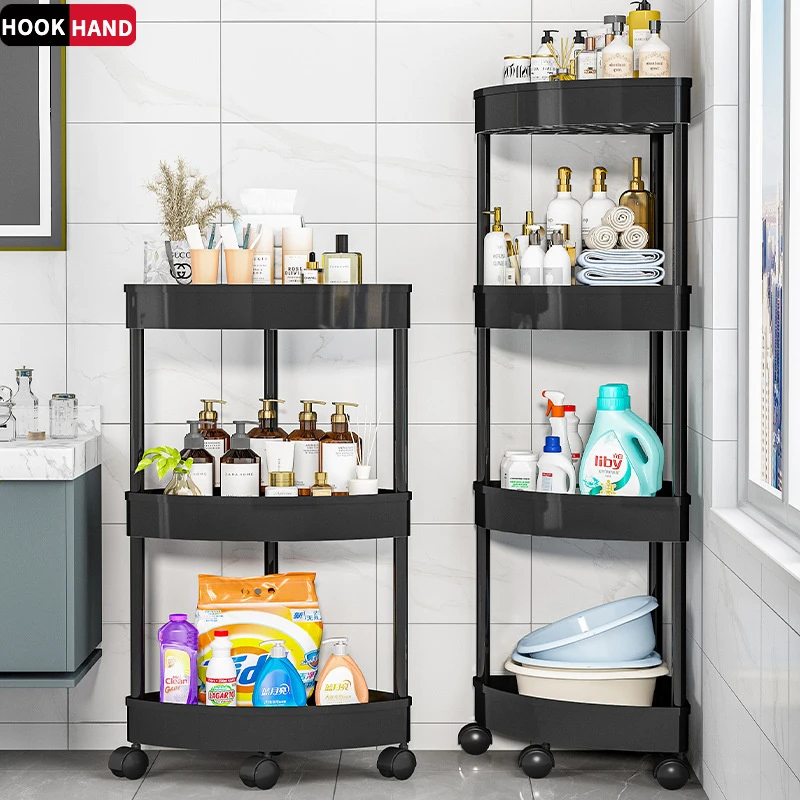 浴室置物架卫生间厕所洗澡间免打孔收纳架子洗手间落地三角置物架