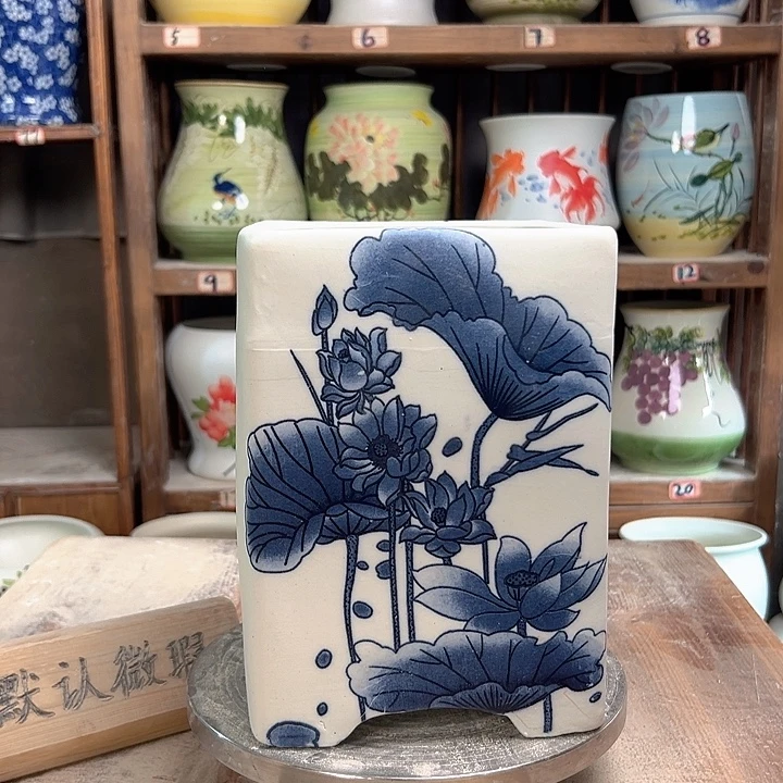 陶四方盆青花复古陶瓷