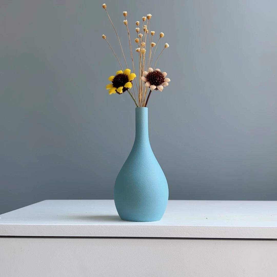 摆件陶瓷小花瓶摆件含花总高约20-30cm
