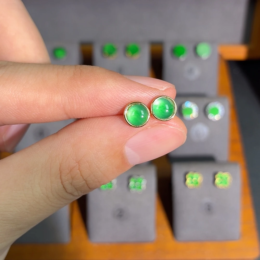 翡翠银S925镶嵌耳饰