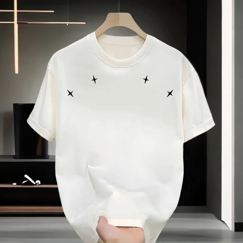 仓石一树白色印花短袖t恤男士痞帅夏季ins潮牌宽松圆领百搭半袖衫