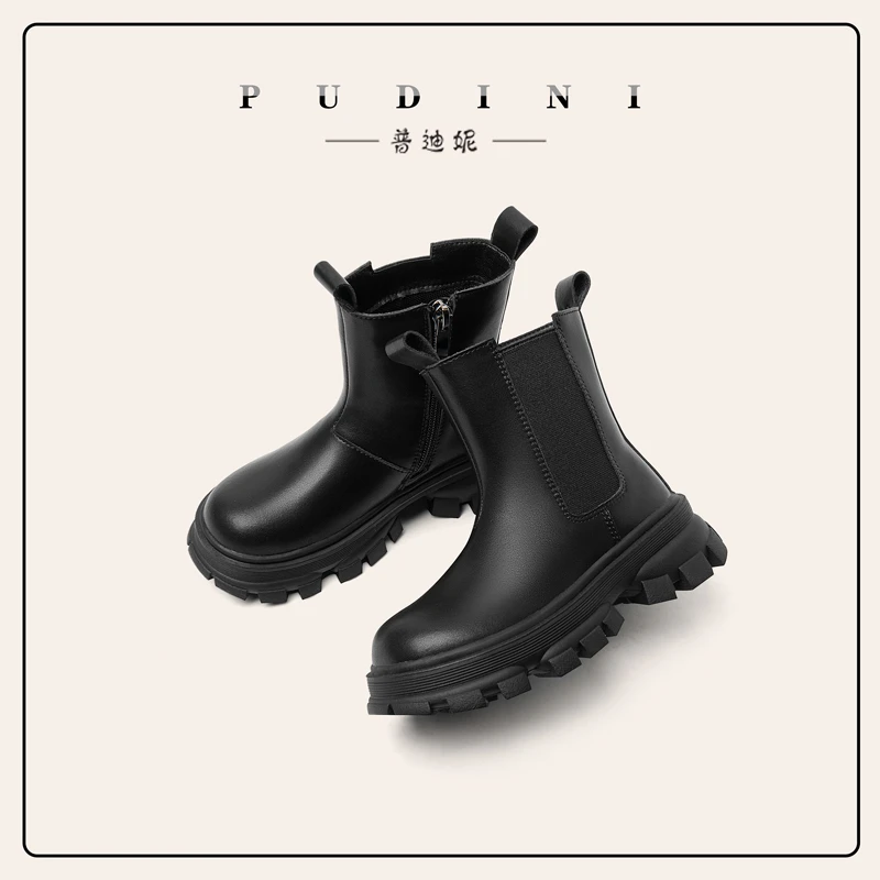 普迪妮女童雪地靴子秋冬新款百搭纯手工软底保暖加绒 20229-0352