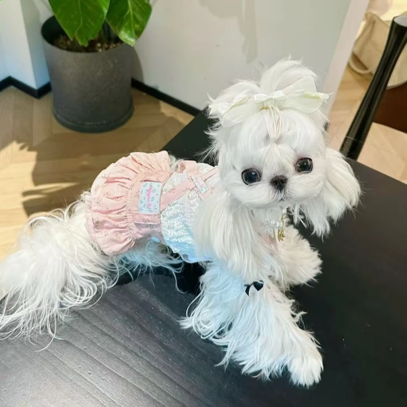 百搭碎花背带半身蛋糕公主裙四季新款宠物猫狗比熊泰迪小型犬衣服