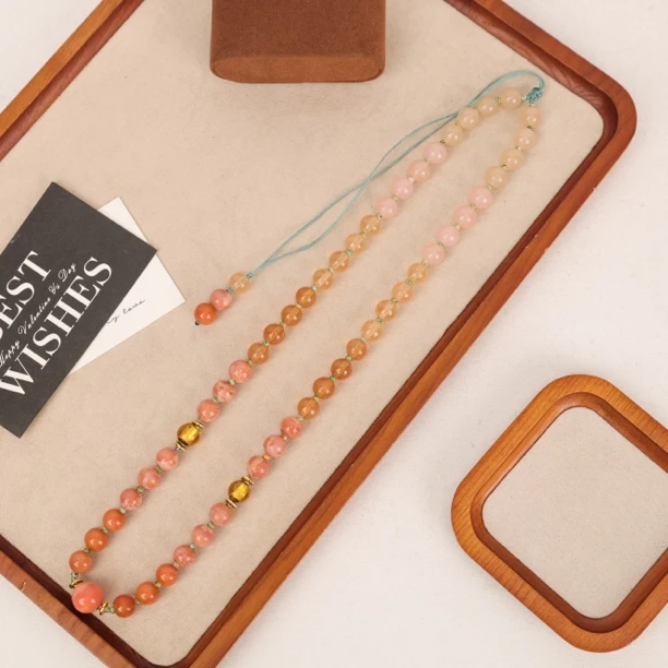 合金项链 玉楼东合金项链 LZ2281橙色渐变蜂蜜水木红朱柿塔链绳编