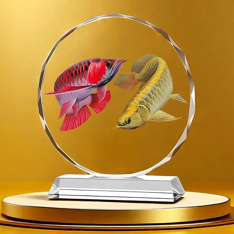 招财金龙鱼水晶摆件创意桌面装饰客厅办公室吉祥物开业乔迁工艺品