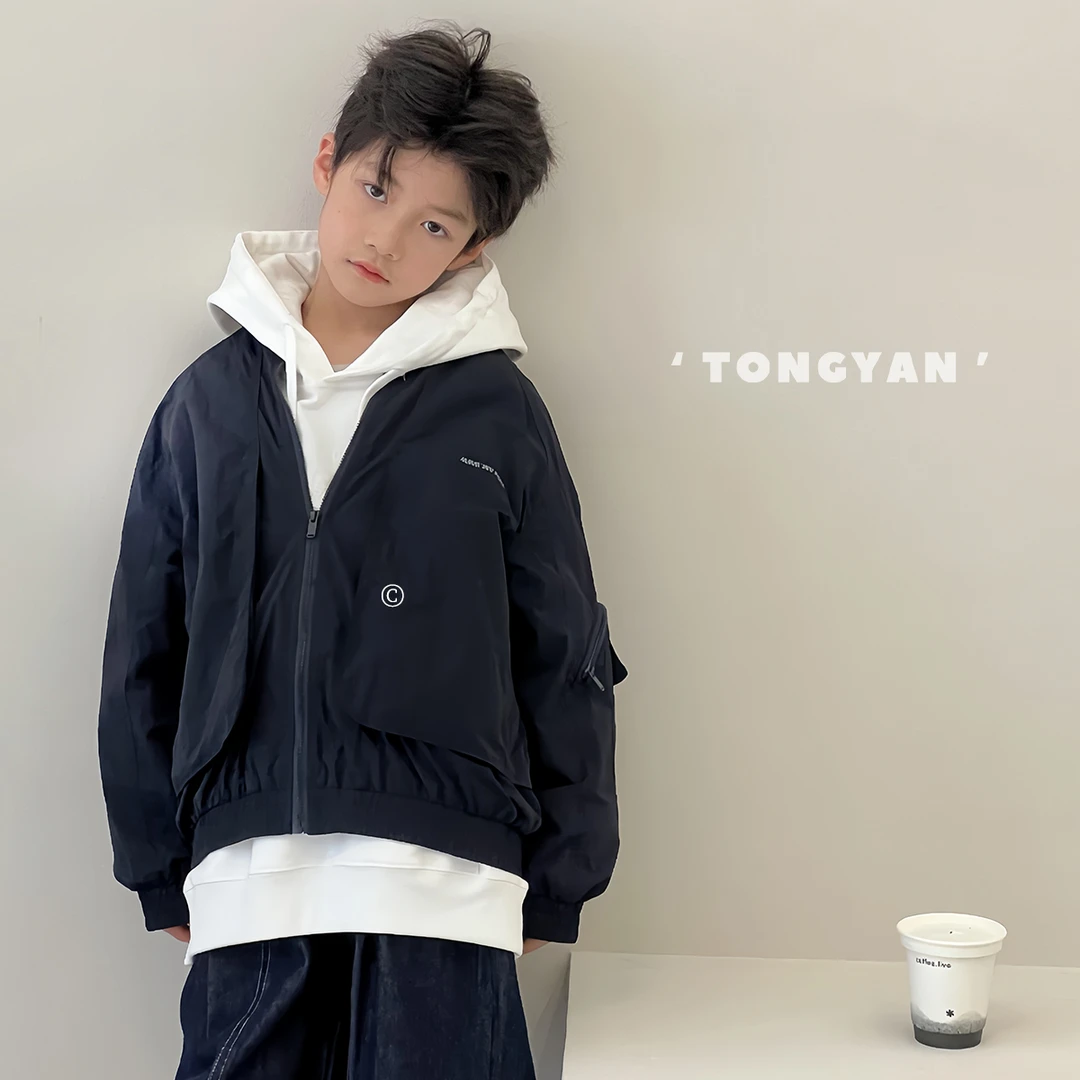 男童外套2025春装新款中大童帅气工装上衣儿童潮流夹克衫酷61072