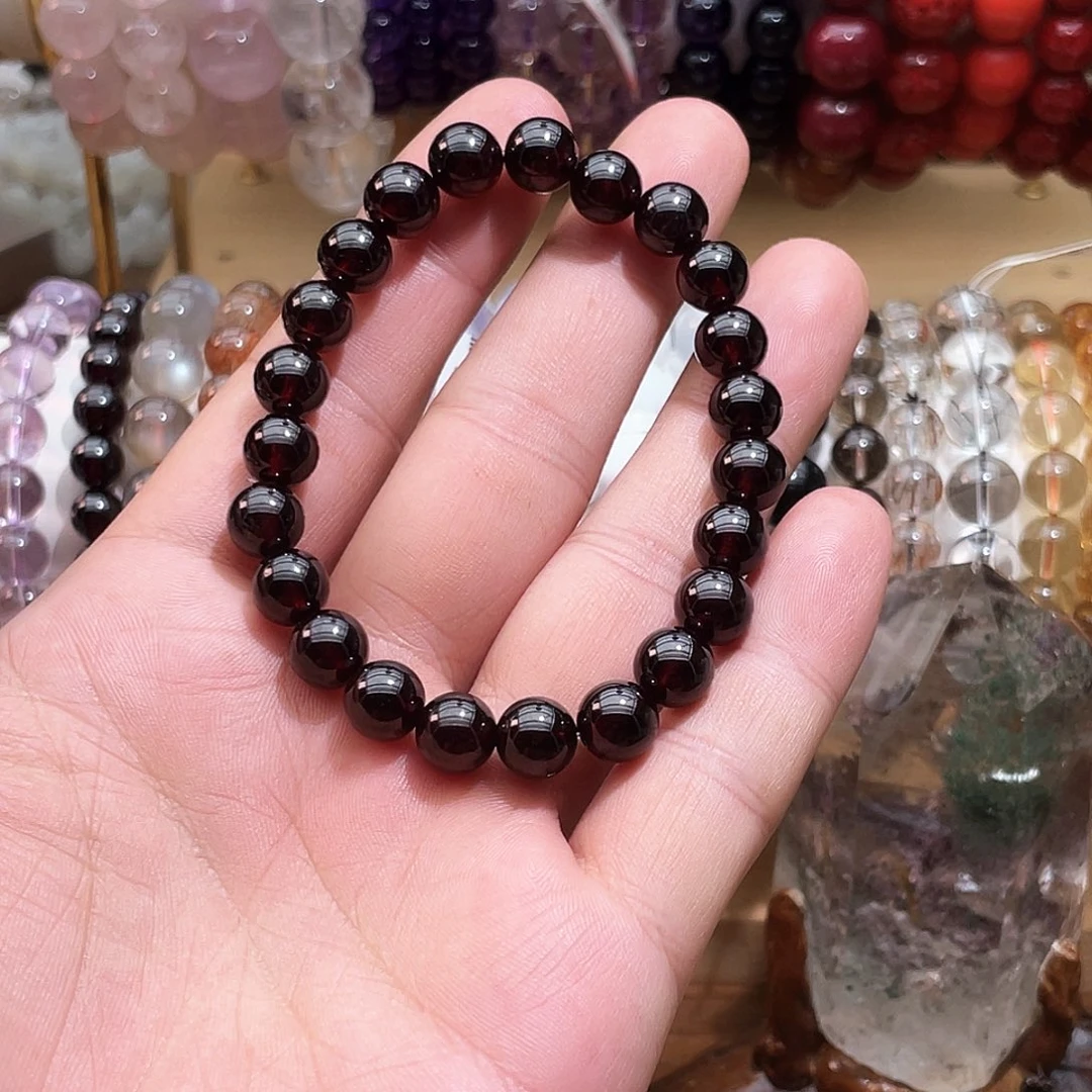 未镶嵌手链烟晶卡8+紫牙乌石榴石