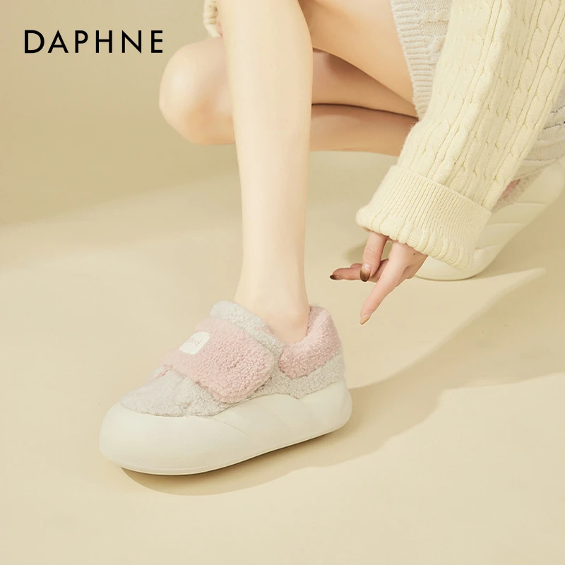 达芙妮厚底毛毛鞋女冬季加绒雪地靴女鞋2025新款保暖棉鞋休闲板鞋